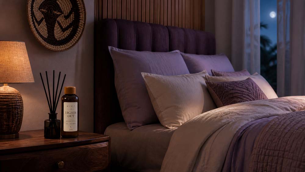 A restful bedroom styled with Bluit Lights Out